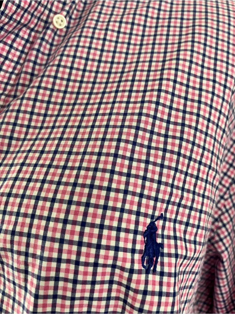 Reworked Ralph Lauren Pink and Blue Gingham Button-Down Ruffle Collar - Picture 3 of 9